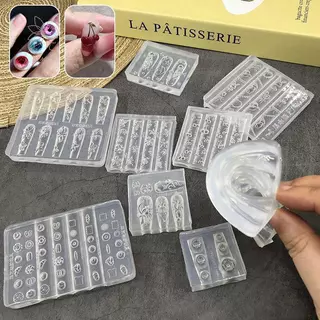 [maybeauty] แม่พิมพ์เล็บ 3D ดอกไม้น้ําแข็งขนมปังแมงกะพรุน Fox Eyeball Stamping Stencils UV Gel Polish Art Mould ซิลิโคนแกะสลักเครื่องมือ DIY ออกแบบเล็บ Charm ตกแต่งแม่แบบ {TH}