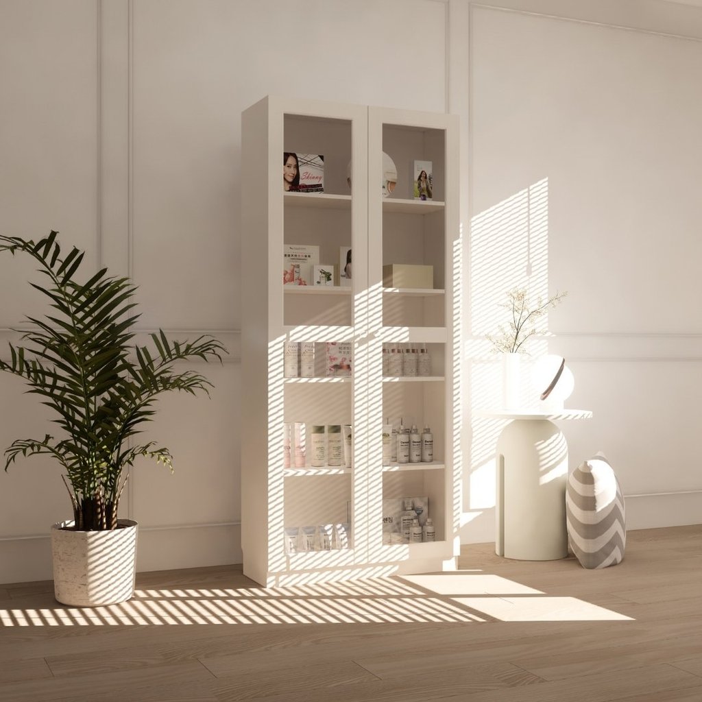 Looms ตู้โชว์บานกระจก ขนาด 80 ซม. รุ่น GLAZIA สีขาว (80x31.6x180 ซม.)  แบรนด์ LOOMS - รูปที่ 3