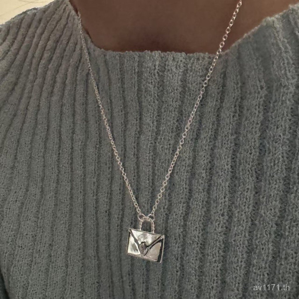 สร้อยคอสไตล์บล็อกเกอร์ เงินสเตอร์ลิง ลายดอกไม้ พร้อมกระเป๋าถือสไตล์เกาหลี PVO0