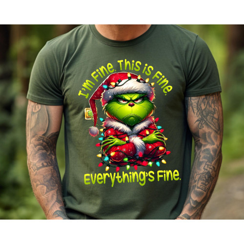 ผมดีนี่ดีทุกอย่างเป็นเสื้อ Grinch Fine, เสื้อยืดคริสต์มาส Grinch, เสื้อ Grinch ตลกสุขคริสต์มาส