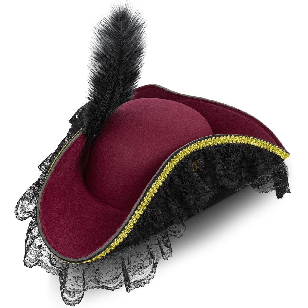 Pirate Costume Hat Women,Pirate Accessories Halloween Costume,Renaissance Tricorn Hat for Adults