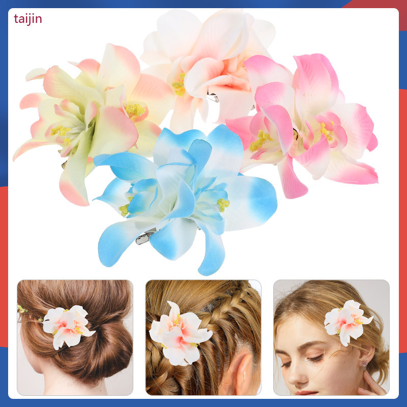 4 ชิ้นอุปกรณ์เสริมผมสําหรับสาวชายหาดดอกไม้คลิป Hibiscus ผ้า Headwear 10.00X10.00X5.50 ซม.tajin