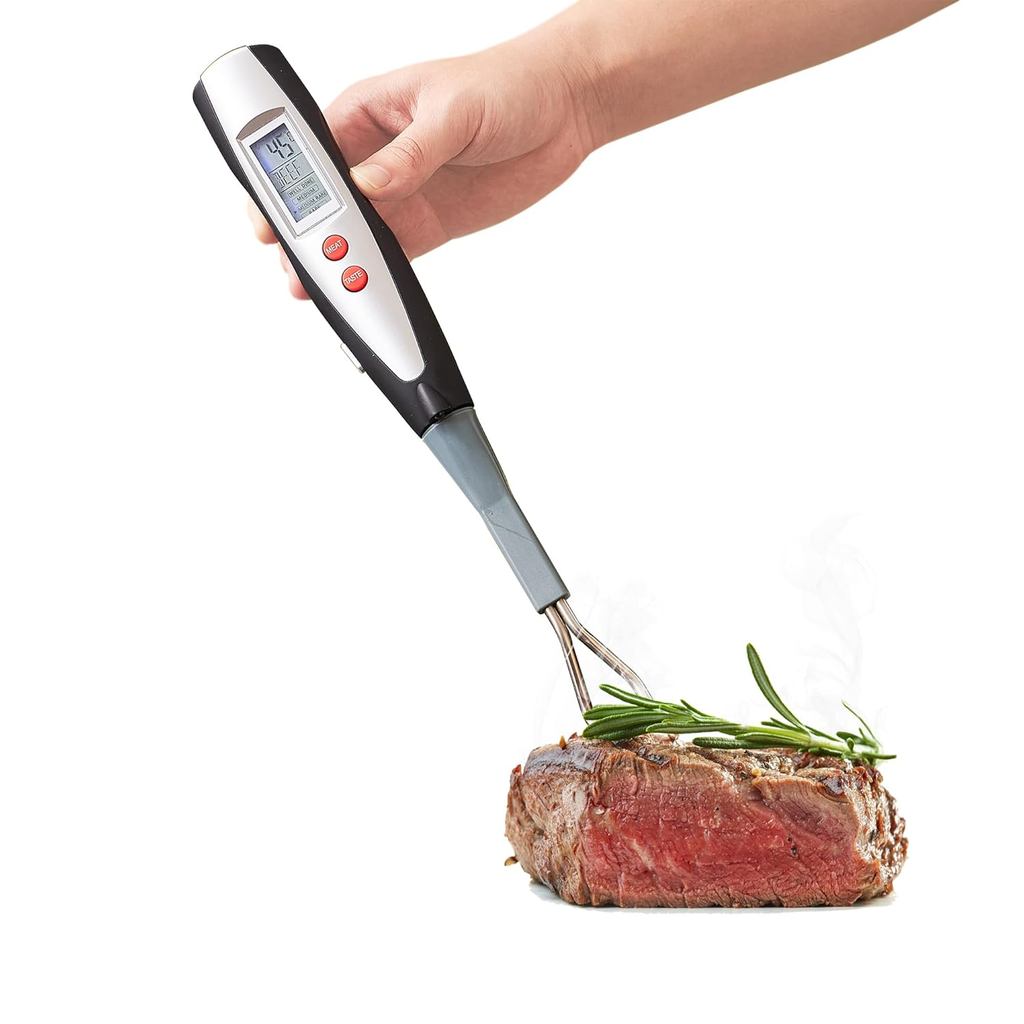 Meat Thermometer Fork with Electronic Ready Alarm, Digital Cooking Thermometer with Instant Read, LC