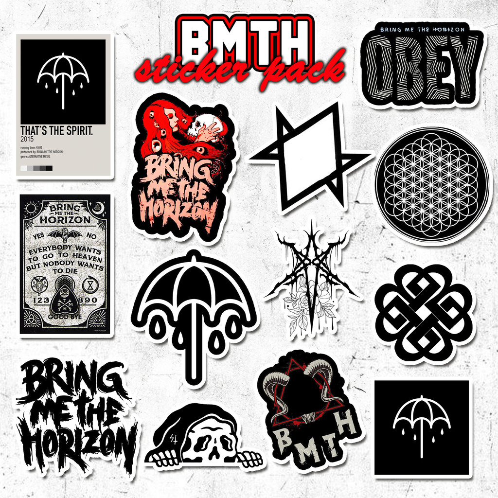 แพ็คสติ๊กเกอร์วง BMTH 13 ชิ้น | สติ๊กเกอร์กันน้ําป้องกันการจางหาย | สติ๊กเกอร์ AESTHETICS