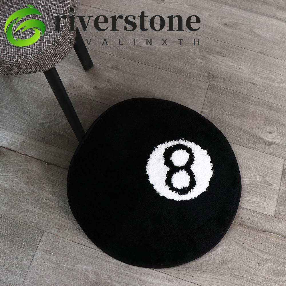 RIVERSTONE 8 Ball พรม, Plush Soft 8 Ball Rug, Creative Round Anti-slip สีดํา 8 Ball Mat Hoom Decor