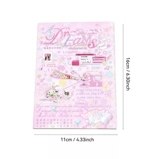 หนังสือสติกเกอร์ รัสซิก, สติกเกอร์ไดอารี่สีชมพู 24 หน้า, สติกเกอร์สมุดภาพการ์ตูนสไตล์ญี่ปุ่น ทําเอง น่ารักอุปกรณ์เครื่องเขียน