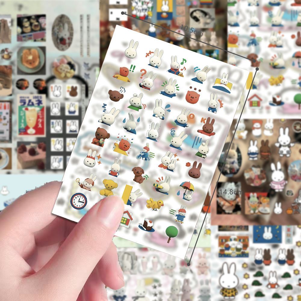 Miffy Sticker Pack8-Sheets Kawaii สติ๊กเกอร์สมุดภาพ | สติ๊กเกอร์ตกแต่งกันน้ําสําหรับวารสาร, นักวางแผ