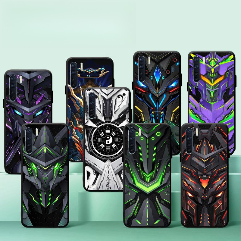 หลายรูปแบบ Soft Case สําหรับ OPPO A91 เคสโทรศัพท์ PCPM00 Mecha OPPO A91 Tech-สไตล์ Gaming Matte Cove
