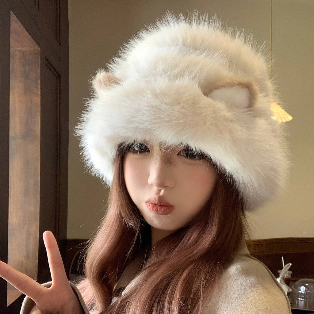 หมวกหูแมว femur น่ารักและอบอุ่นสำหรับฤดูหนาว มีขนาดหัวใหญ่และหนา