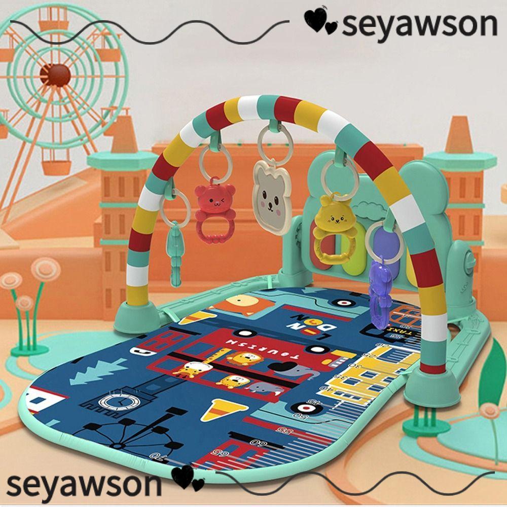 SEYAWSON ขาตั้งฟิตเนสเด็กเล่นเพลง,สไตล์การ์ตูนกิจกรรมเด็ก Gym Rack, 10 รูปแบบ Early Education Pedal 