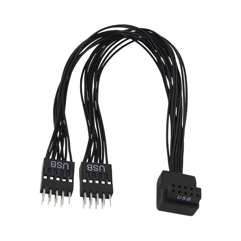 Mojito เสริมการเชื่อมต่อ USB Bent 9Pin Splitter Cable Gaming Video Editing Support