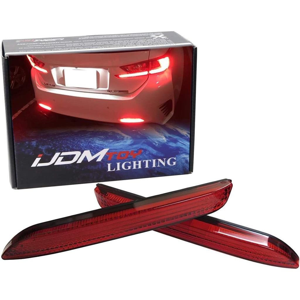 IJDMTOY เลนส์สีแดง 21-SMD ไฟสะท้อนแสงกันชน LED เข้ากันได้กับ Lexus RC250 RC350 is-F GX470 Toyota Sie