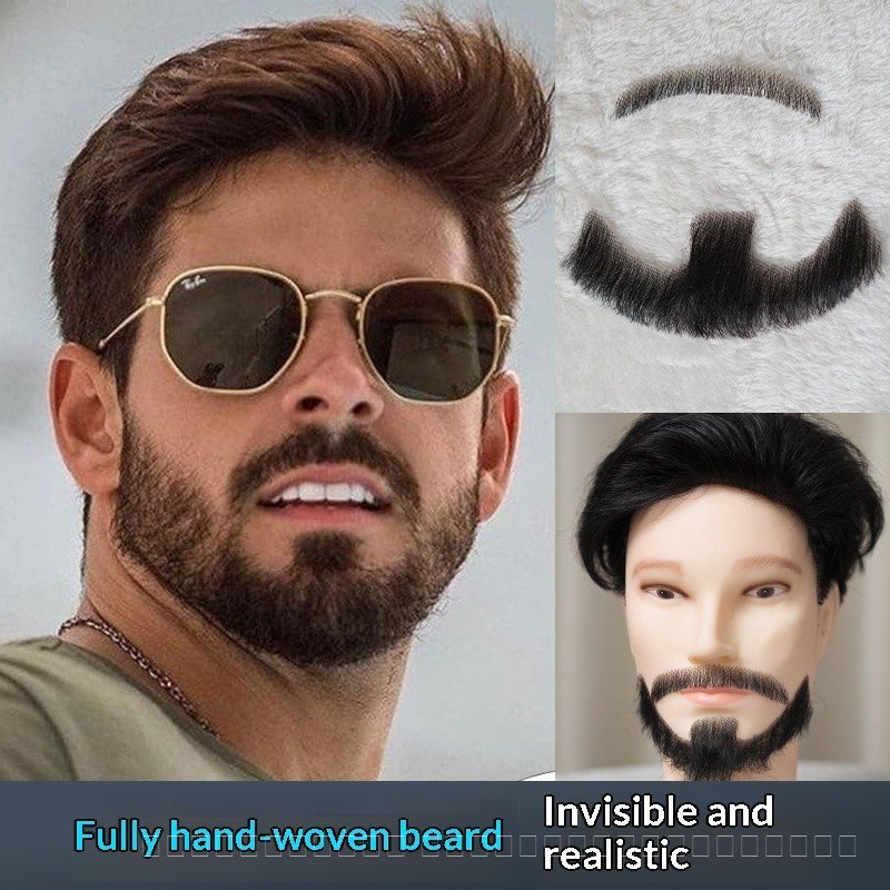 เครา Full Hand-Knitted ไร้รอยต่อ สําหรับผู้ชาย คิ้ว Sideburns ฟิล์มและ T