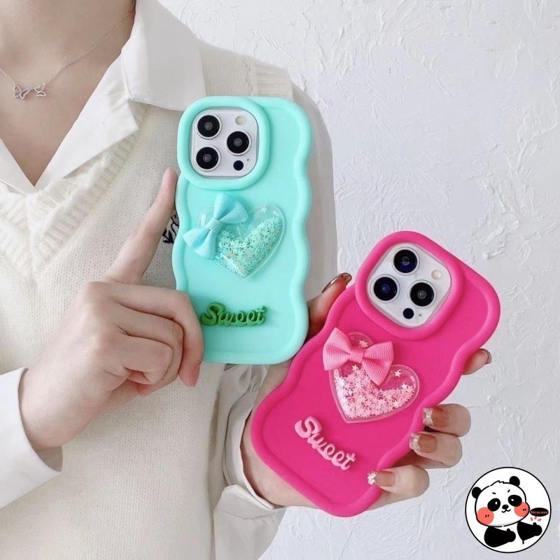 3D Wave Glitter Loveเคสโทรศัพท์สําหรับItel Vision 3 2 2S 1 Plus S25 Ultra S23 S18 S17 P38 P37 Pro P3