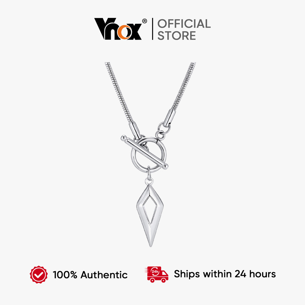 Vnox Beveled Four-pointed Star Pendant Necklaces, Stainless Steel Geometric Pendant,Father's Day Bir