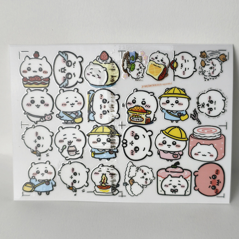 Chiikawa 3D กันน้ํา DTF UV สติ๊กเกอร์ถ่ายโอนสติ๊กเกอร์