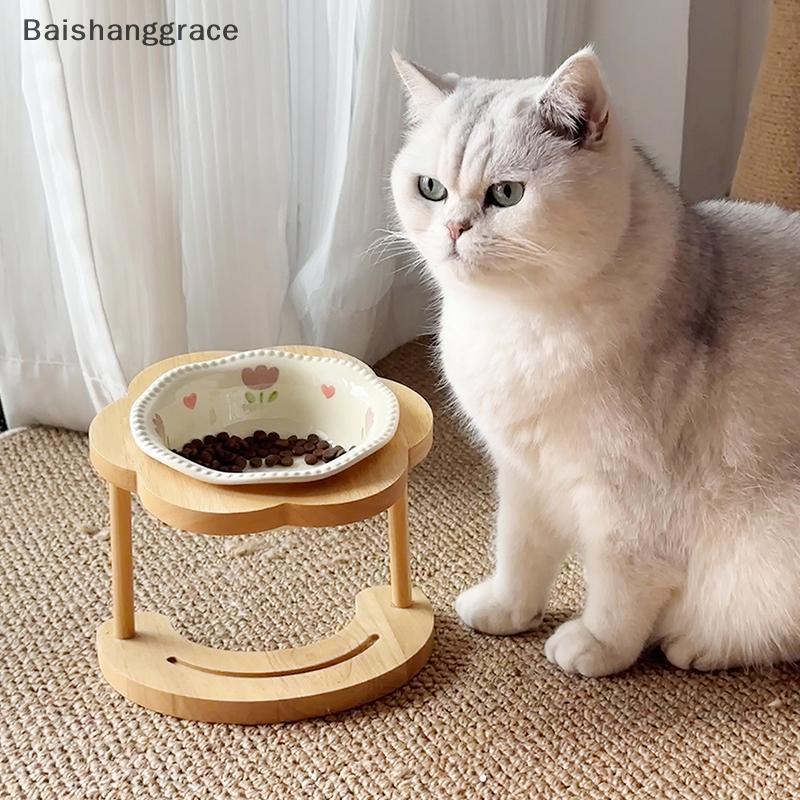 Baishangrace เซรามิคชามสัตว์เลี้ยงสัตว์เลี้ยงน้ําดื่มชามให้อาหารเซรามิคอาหารอาหารสุนัขอุปกรณ์สัตว์เลี้ยงสุนัข HHT