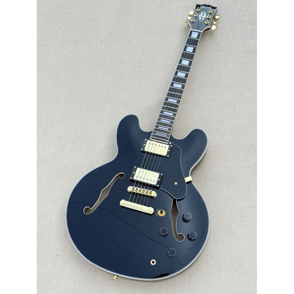 Gibson ES-335 ES335 กีตาร์ไฟฟ้าสีดํา Semi Hollow Body กีตาร์มืออาชีพ