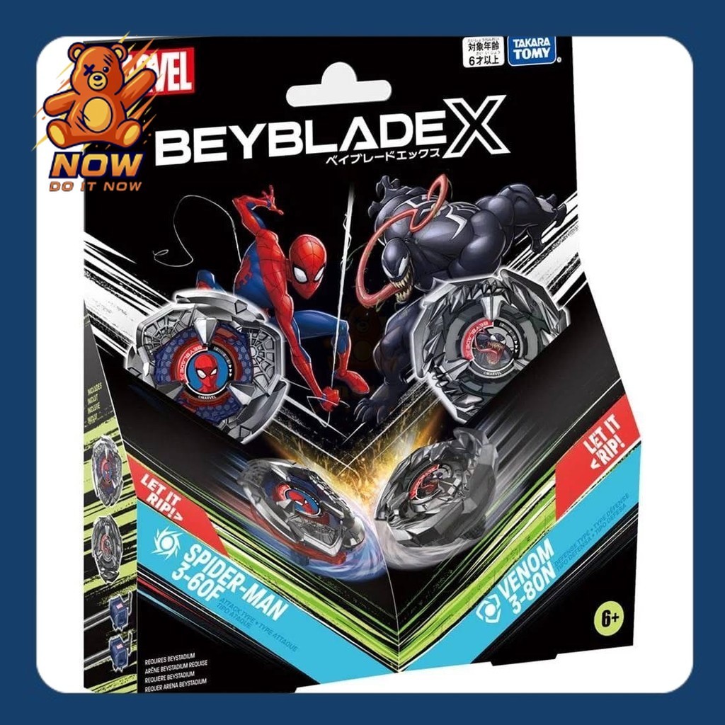 [ พร้อมส่ง ของแท้ ]​TAKARA TOMY BEYBLADE X BXG-30 (BX-00) MARVEL SPIDER-MAN 3-60F vs. VENOM 3-80N – 
