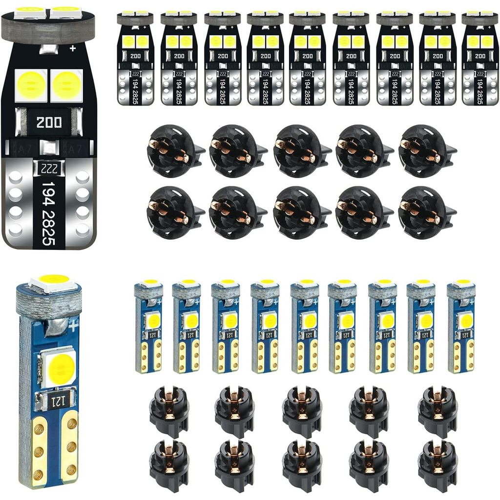 12V White T5 37 74 73 2723 2721 T10 158 168 194 2825 with Socket Instrument Cluster Light LED Bulb R