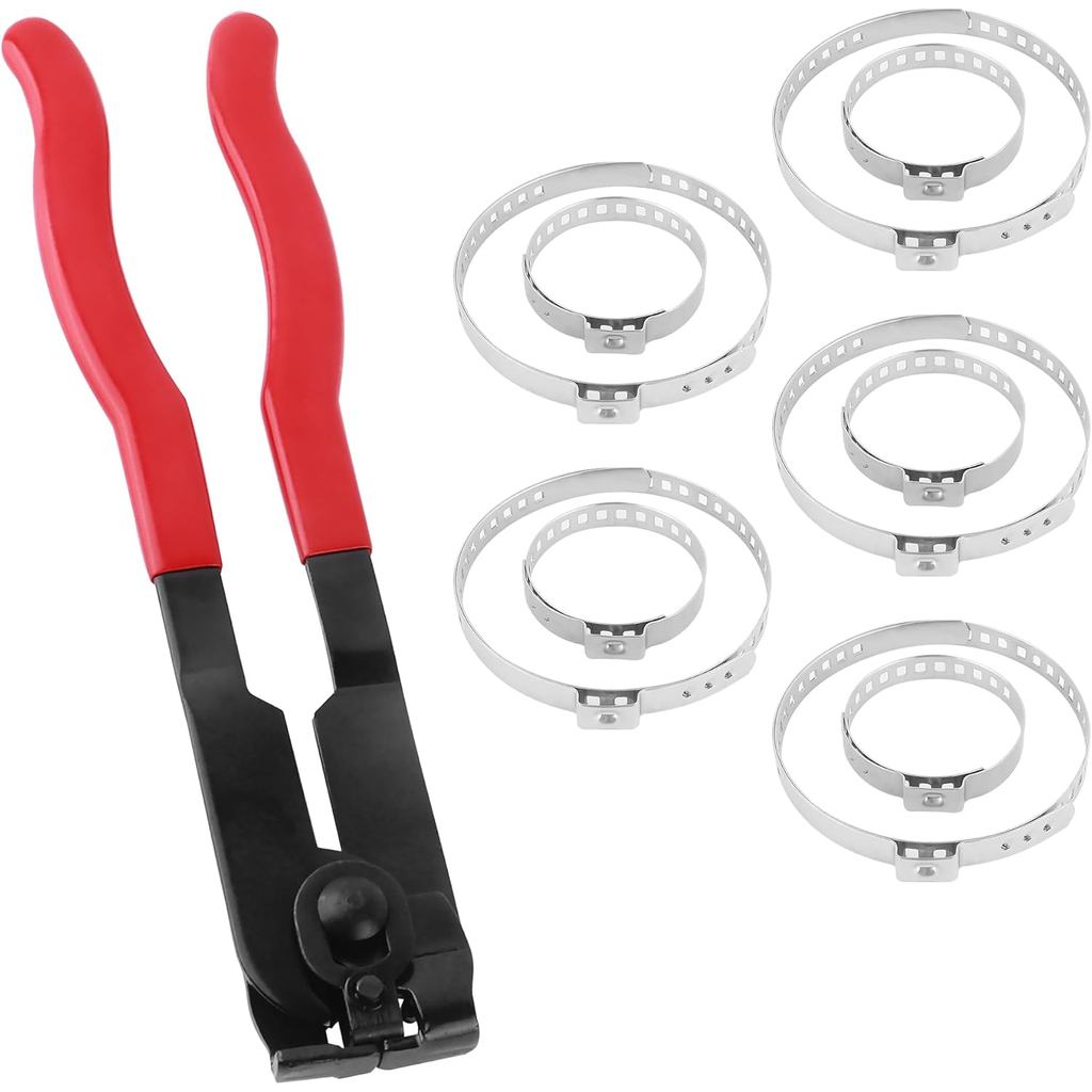 CV Boot Clamp Pliers Kit,10PCS CV Boot Clamp + 1PCS Ear Clamp Pliers,Universal Car Accessorie(Clamp 