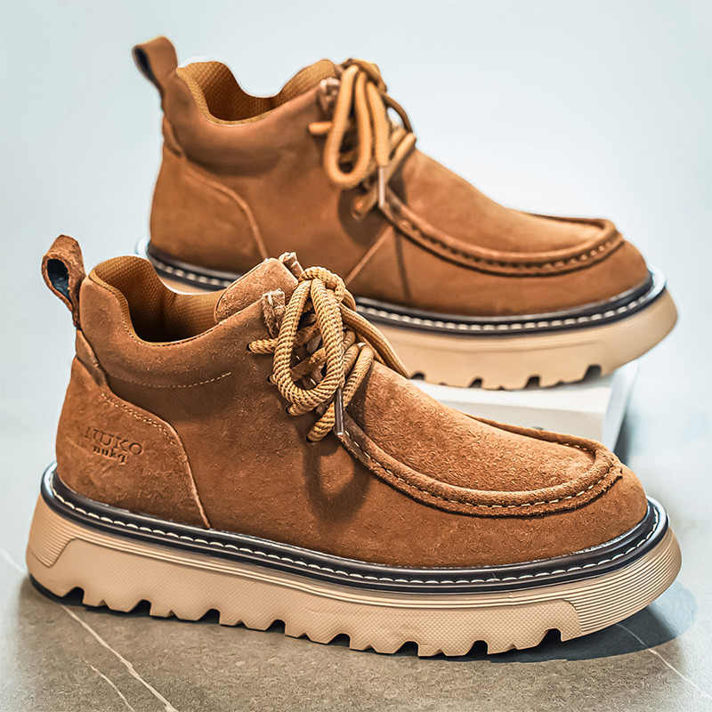 Mens High-Top Mens Shoes Suede Mens Shoes High-Top Shoes High-Grade Suede Mens Shoes