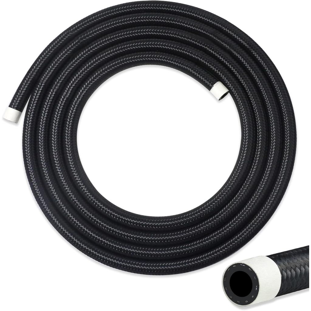 6AN Fuel Line, 6AN 3/8 inch CPE Fuel Hose, 10FT Transmission/Oil Cooler Lines, Nylon Braided Fuel Li