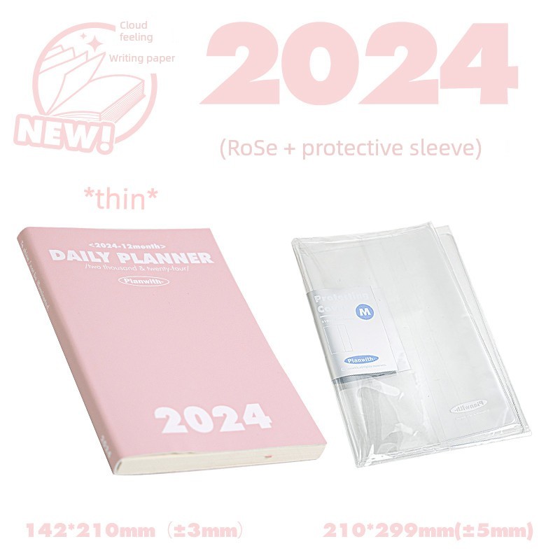 แพลนเนอร์ 2026 สมุดแพลนเนอร์ 2024ปฏิทินรายวันแผนหนึ่งหน้าสมุดสมุดงานสมุดไดอารี่สมุดบันทึก