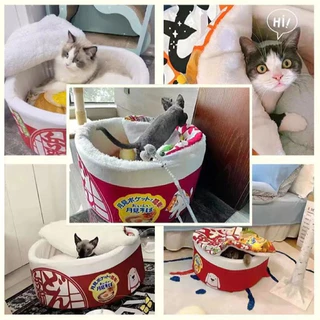 บ้านแมวมาม่า 3pcs หลุมนอนแมว ที่นอนแมว ผ้าห่มแมวถอดได้ รูปทรงกระป๋อง เต็มเปิด/กึ่งเปิด/ปิดชนิด