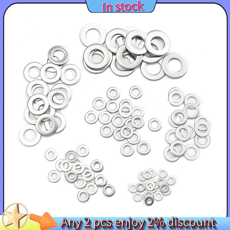 In stock-105pcs 304 เครื่องซักผ้าสแตนเลสแบน M3 M5 M6 M8 M10 สําหรับสกรูชุดซ่อมเครื่องมือ