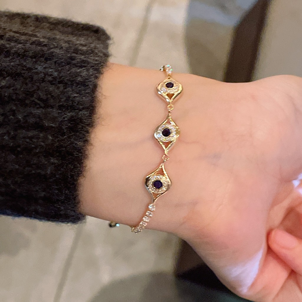 สร้อยข้อมือชุบทองแท้ตากลางDevil's Eye