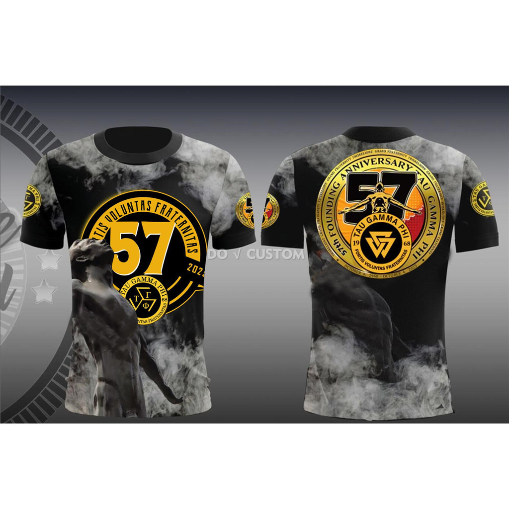 TAU GAMMA PHI Triskelion 57th Anniversary เสื้อยืด 1968-2025 Unisex Streetwear Top เสื้อยืด NO14146