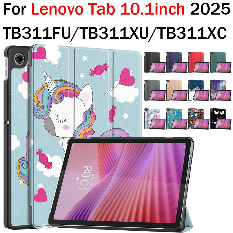 สําหรับ Lenovo Tab 10.1 2025 TB311FU TB311XU TB311XC Tri-Fold Stand ซองหนังแท็บเล็ต Smart Sleep Cove