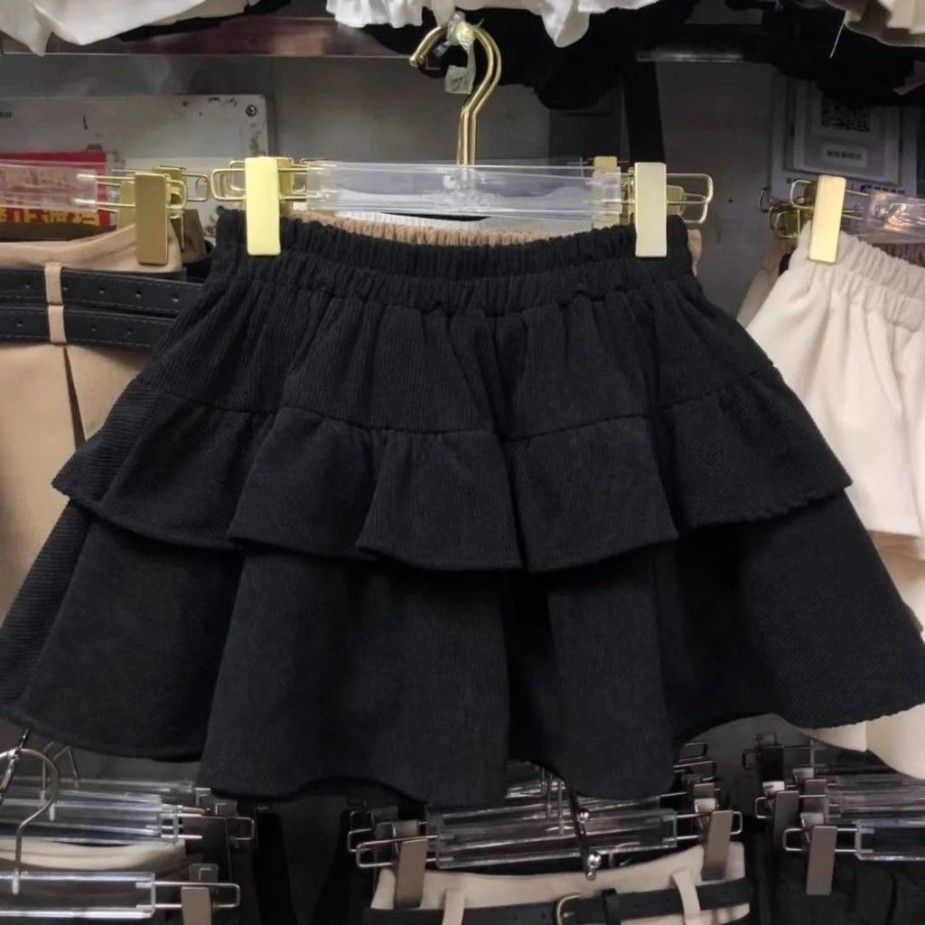 กระโปรงลายพิมพ์เค้กลูกฟูก สำหรับฤดูใบไม้ร่วงและหนาว สวมใส่ได้หลากหลายโอกาส กระโปรงสองชั้น สไตล์วัยรุ่น - รูปที่ 7