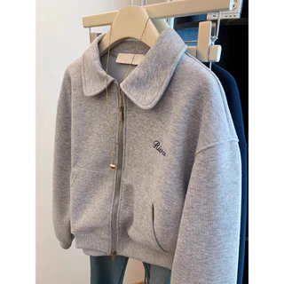 Solovely M-2XL โอเวอร์ไซส์ เสื้อสเวตเชิ้ต ผู้หญิง สไตล์เกาหลี งานปัก แจ็กเก็ต แขนยาว เสื้อตัวบน