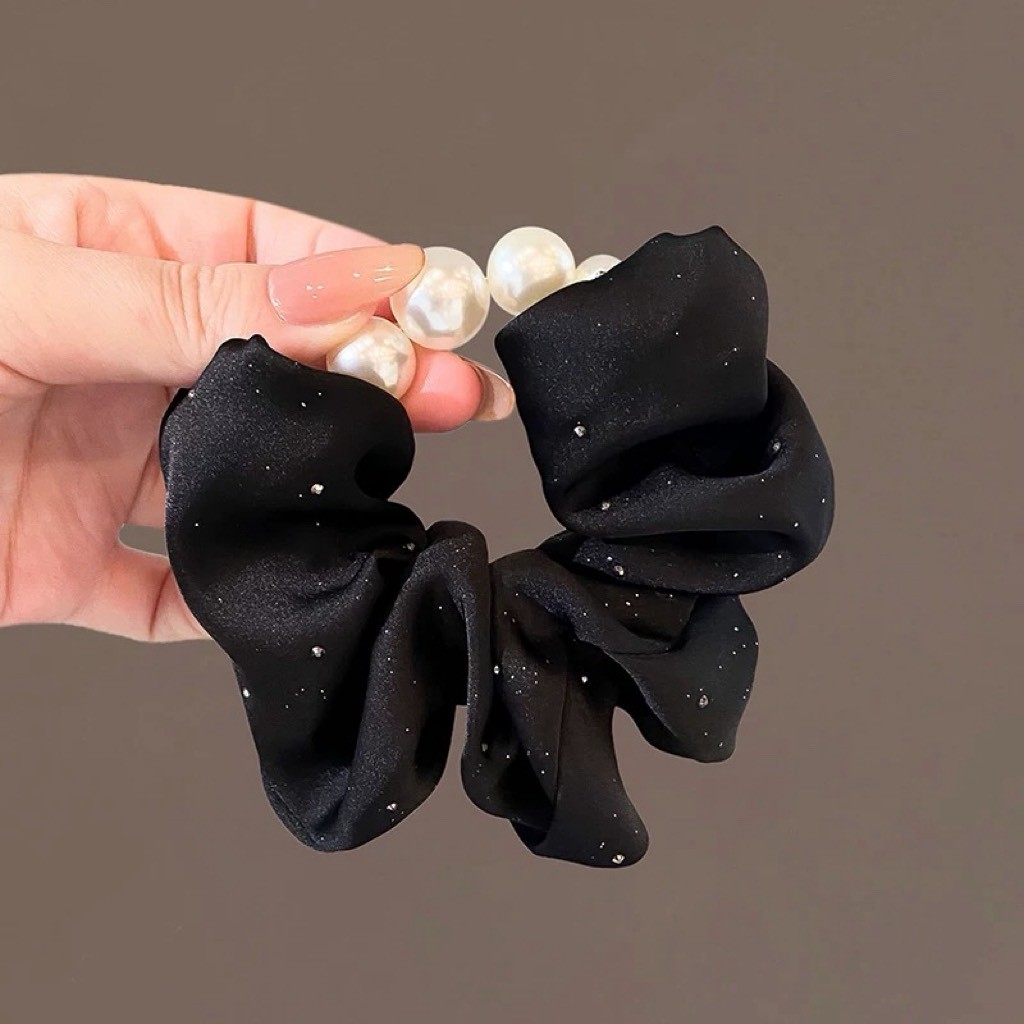 ยางมัดผม  สีดำแต่งมุก มาใหม่