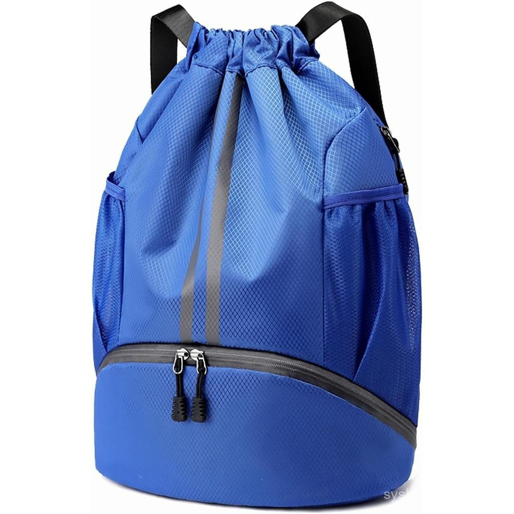 Hoodia Sports Drawstring Backpack - กระเป๋ายิมว่ายน้ําแบบสตริงพร้อมช่องใส่รองเท้าและกระเป๋าป้องกันเป