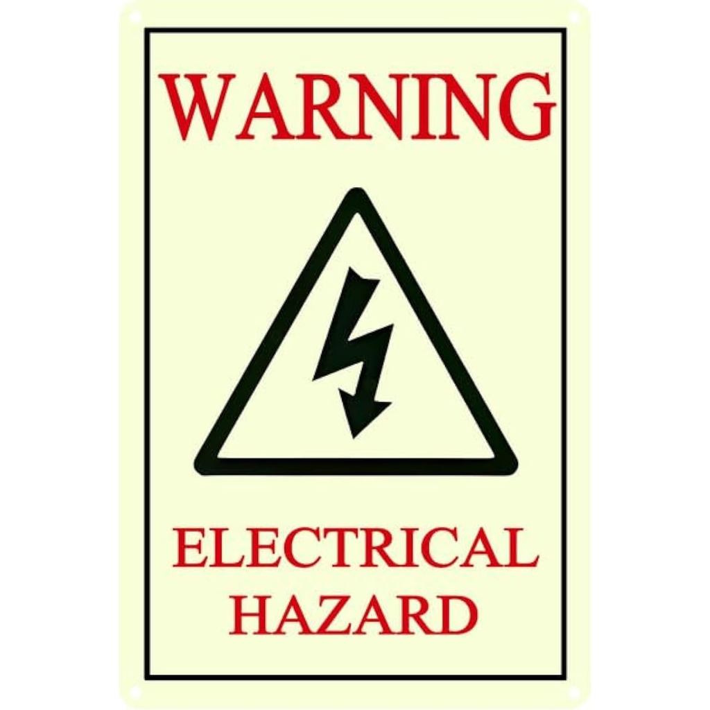 Bidesign (12x8) ในคําเตือนไฟฟ้าอันตรายป้ายเรืองแสงในที่มืดเรืองแสงโฟโตเรืองแสงอันตรายไฟฟ้าช็อตป้ายคว