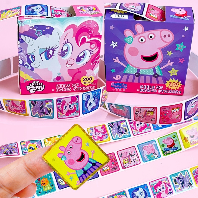 Jiashi Store Ultraman Shiny Cartoon Roll Stickers Peppa Pony Piglet Children Stickers สติ๊กเกอร์รางว