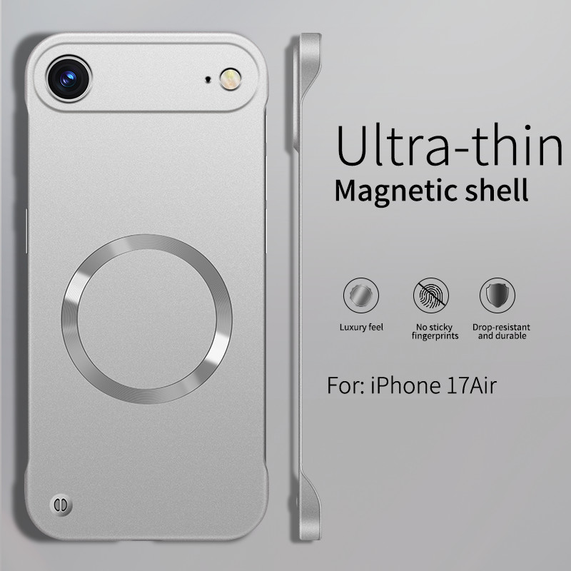 สีเมทัลลิค UltraThin สําหรับเคสแม่เหล็กสําหรับ iPhone 17 Air 16 15 14 13 12 Pro Max Plus Frameless Cooling PC Hard Cover