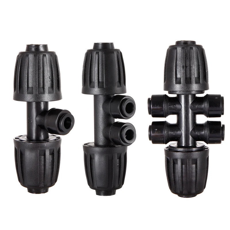 3/4/6 Way 1/2 "ท่อแยกถึง 1/4 "Pipe Connector หยดชลประทานรดน้ํา Fitting สําหรับสวนดอกไม้เตียงท่อน้ําล็อค Joint