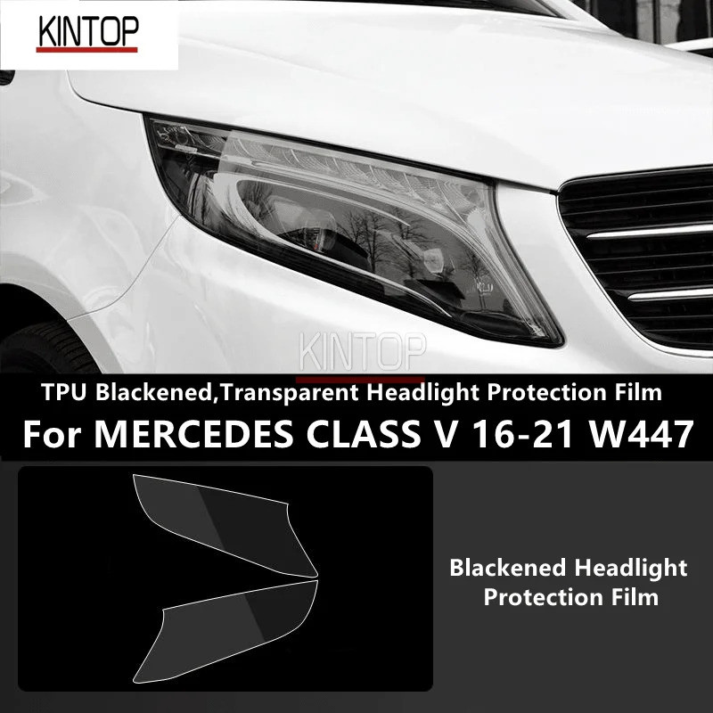 For MERCEDES CLASSE V 16-21 W447 TPU Blackened,Transparent Headlight Protective Film, Headlight Prot