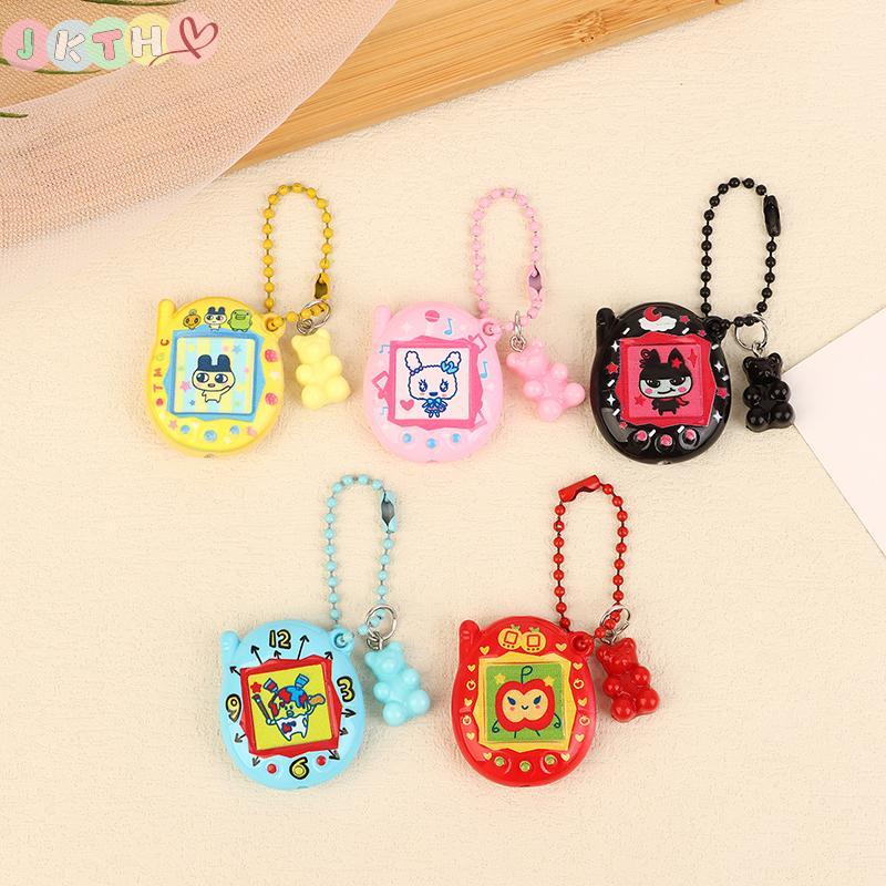 JKTH Tamagotchi Cat Bear พวงกุญแจที่สมจริงสัตว์เลี้ยงอิเล็กทรอนิกส์ลูกปัดสร้อยคอจี้พวงกุญแจเครื่องปร