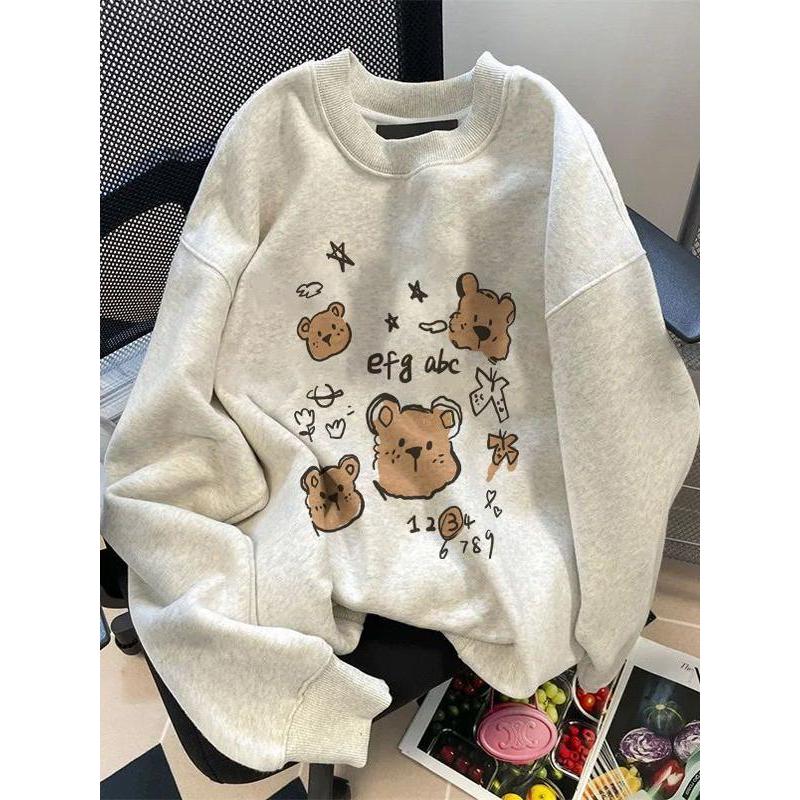 Winter Sweatshirt เสื้อสเวตเตอร์คอกลมผู้หญิง พิมพ์ลาย Kapipara แฟชั่น ใส่ได้ทั้งชายและหญิง เสื้อท็อป