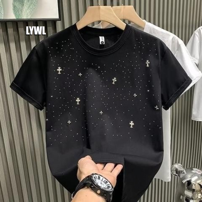 T เสื้อผู้ชายผู้หญิงเพชรร้อนแขนสั้น DIA รุ่นเต็ม Cross Star Breathable ผ้าฝ้ายแท้เด็กหญิงเสื้อ