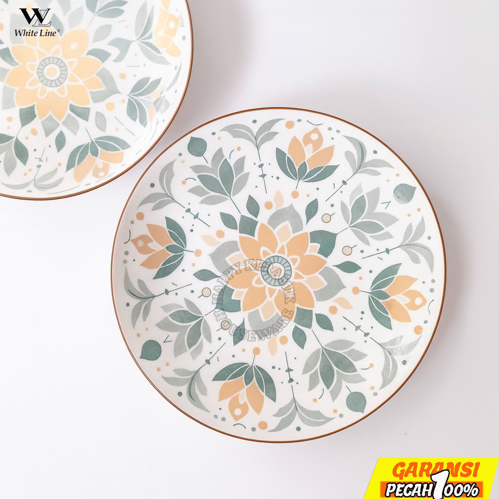 WHITELINE [1PC] SOFFY 8in Ceramic Plate Deep Plate Aesthetic Ceramic Plate 20cm
