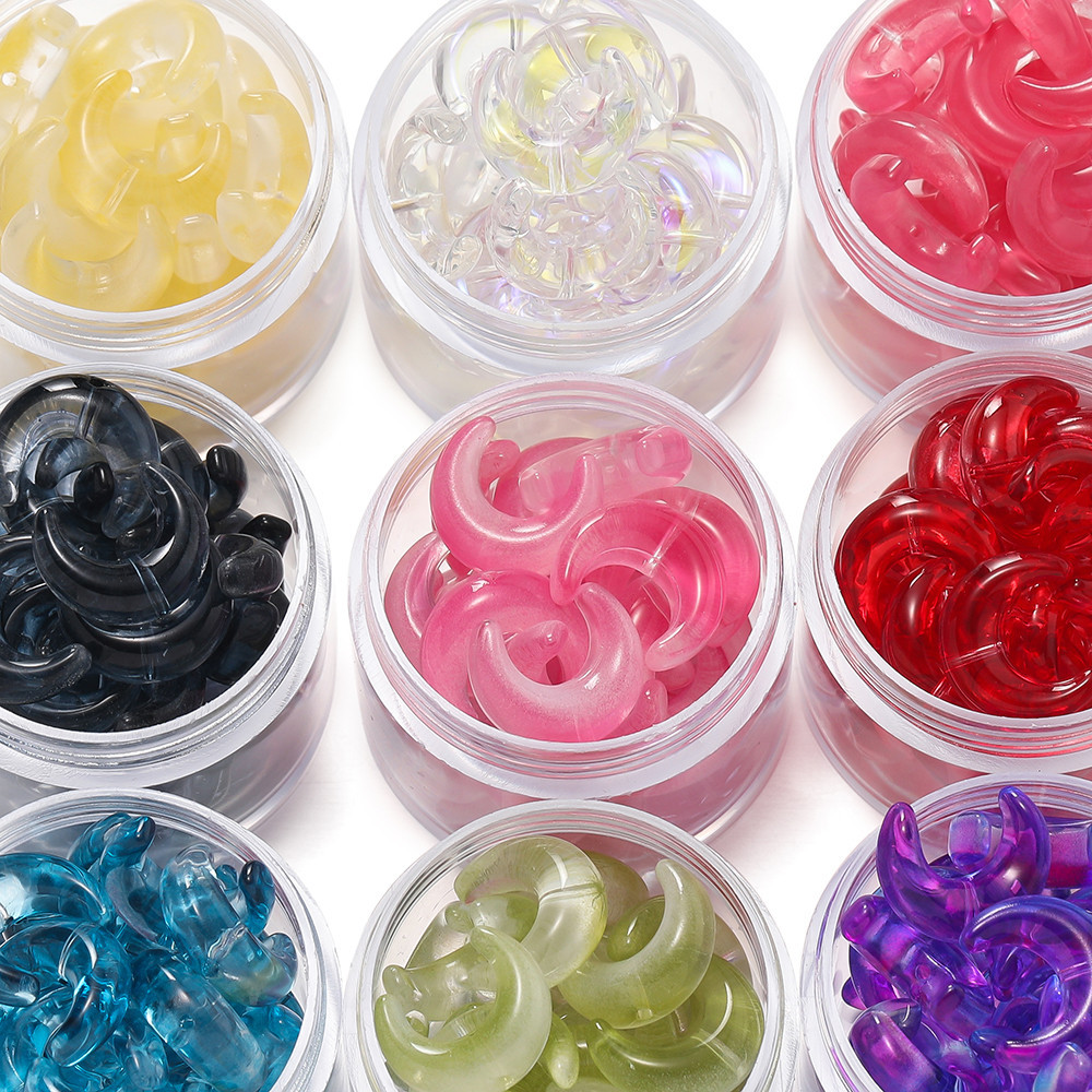 St.kunkka ลูกปัดแก้ว10ชิ้นสีน้ำมันใสลูกปัดร้อยดวงจันทร์สำหรับการทำสร้อยข้อมือสร้อยคอแบบทำมือ