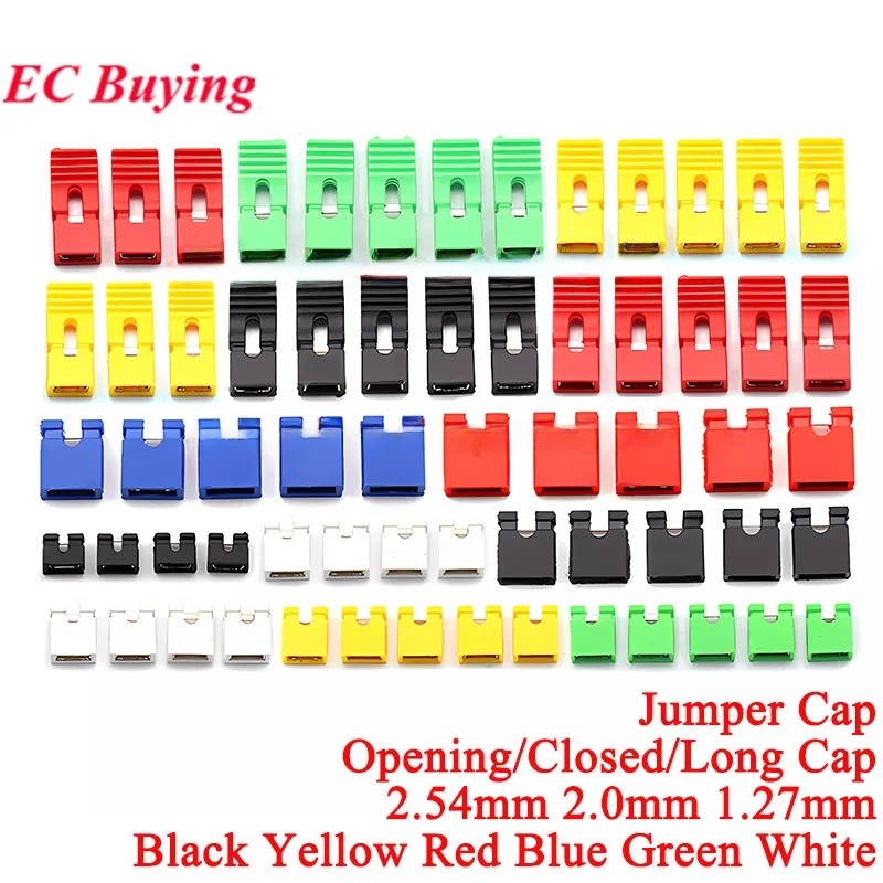 50-100 ชิ้นจัมเปอร์หมวก 2.54 มม.2.0 มม.1.27 มม.Pitch Pin Header สั้นหมวกลวดตัวเชื่อมต่อ Sunt ยาวประเภทจัมเปอร์ปลั๊กฝาครอบ