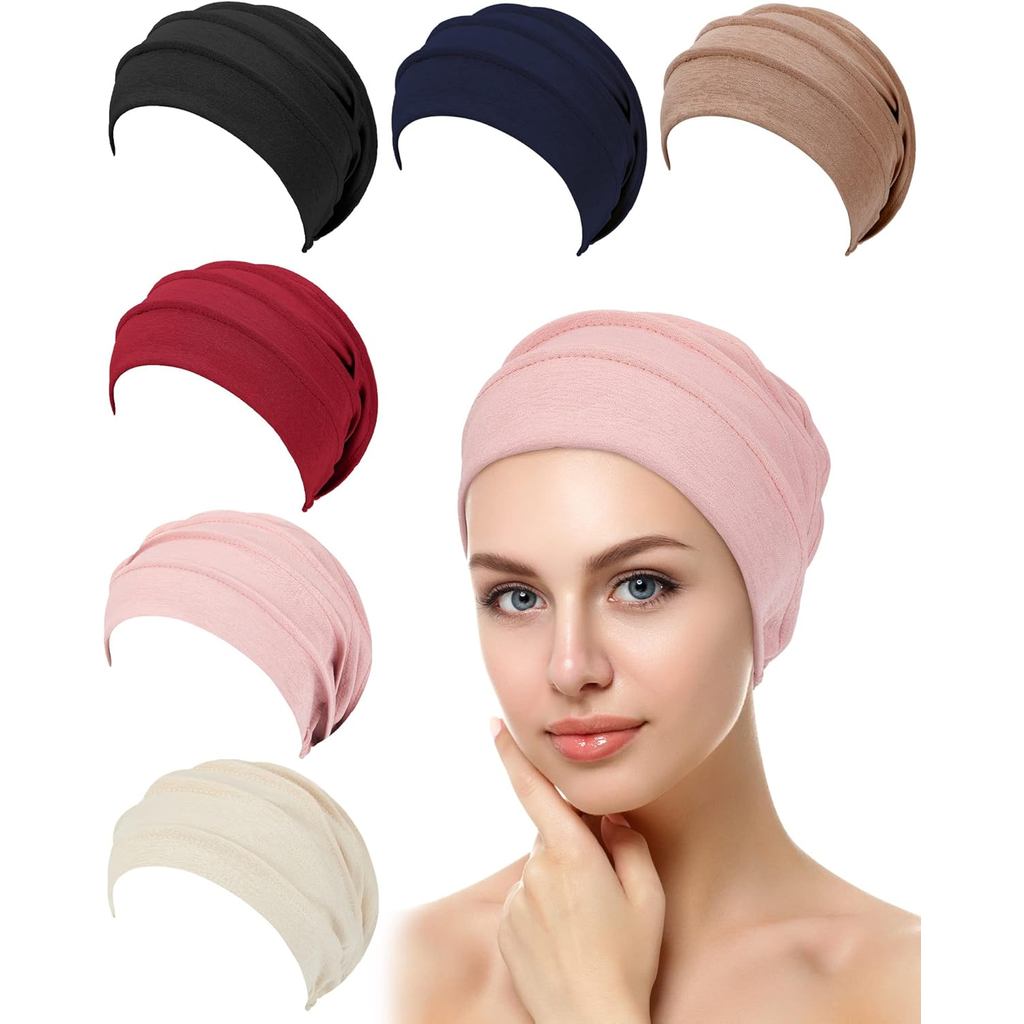 Geyoga 6 Pieces Women Slouchy Beanies Hats Chemo Headwear Caps Soft Polyester Cancer Turban Hats Str