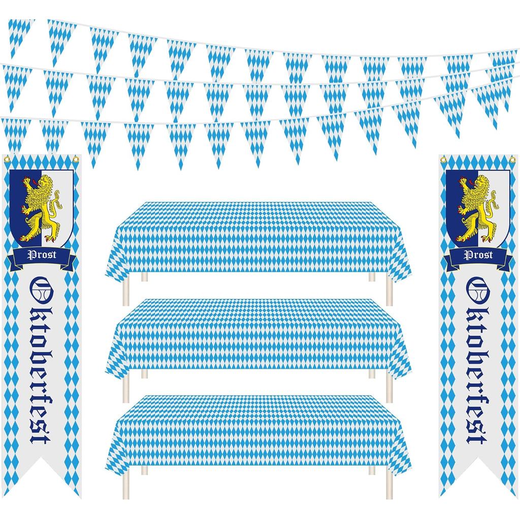 Oktoberfest Decorations, Octoberfest 65.6 FT Hanging Flags Tablecloths and Sign Banner, Oktoberfest 